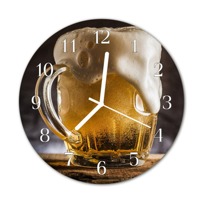 Ceas de perete din sticla rotund Bere Alimente și băuturi Galben