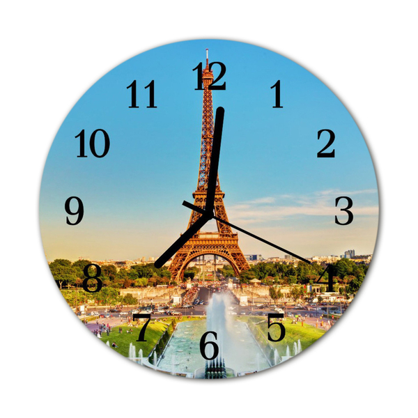Ceas de perete din sticla rotund Paris Towns multi-colorat