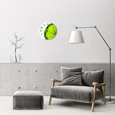 Ceas de perete din sticla rotund Lime Green Fruit