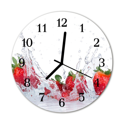 Ceas de perete din sticla rotund Fructele de căpșun Roșu