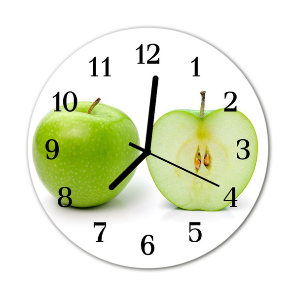 Ceas de perete din sticla rotund Apple a consumului de fructe verzi