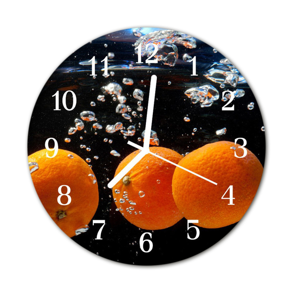 Ceas de perete din sticla rotund Portocale fructe Orange