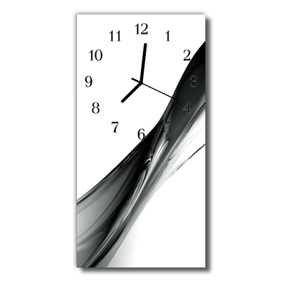 Ceas de perete din sticla vertical Abstracție linie alb-negru