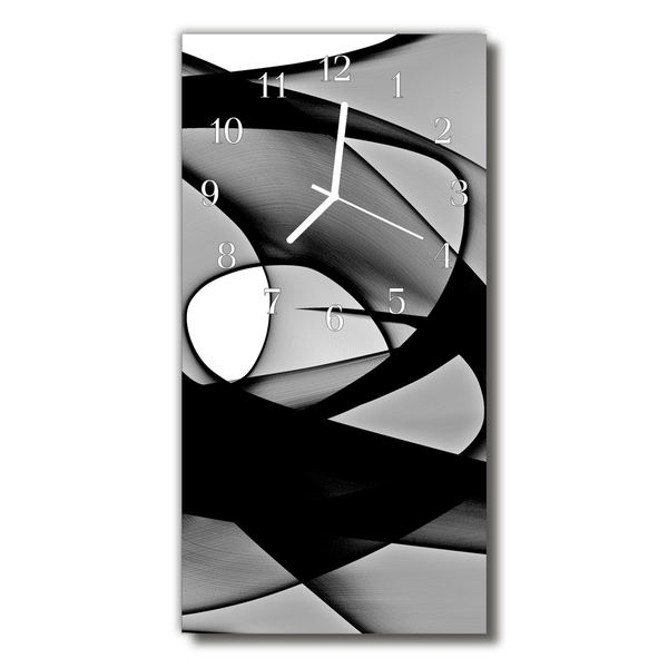 Ceas de perete din sticla vertical Abstracție grafică alb-negru