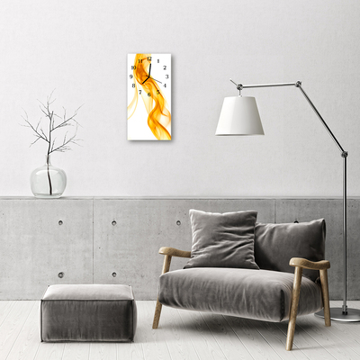 Ceas de perete din sticla vertical Arta abstracție de fum portocaliu