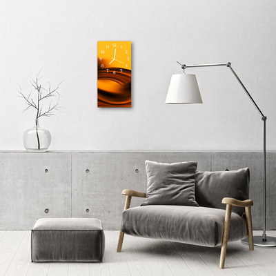 Ceas de perete din sticla vertical Valuri art portocaliu abstract