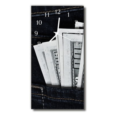 Ceas de perete din sticla vertical Bancnote colorate bani