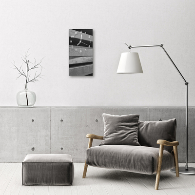Ceas de perete din sticla vertical Art curea gri