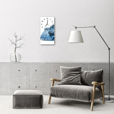 Ceas de perete din sticla vertical Culoare blugi