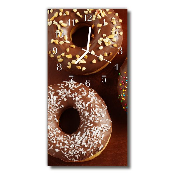 Ceas de perete din sticla vertical Bucătărie donuts dulciuri maro