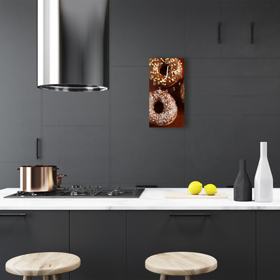 Ceas de perete din sticla vertical Bucătărie donuts dulciuri maro