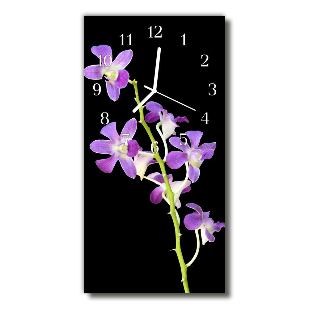 Ceas de perete din sticla vertical flori orhidee