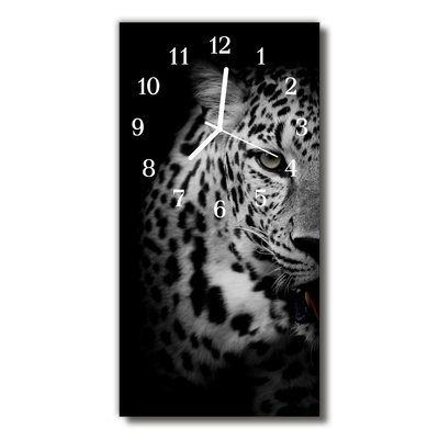 Ceas de perete din sticla vertical Animale tiger negru și alb