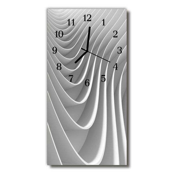 Ceas de perete din sticla vertical Val natura 3d linii de argint