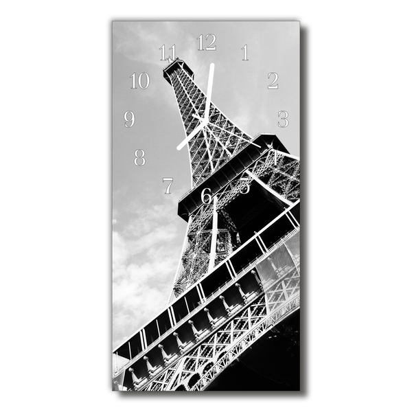 Ceas de perete din sticla vertical Oraș turnul eiffel gri