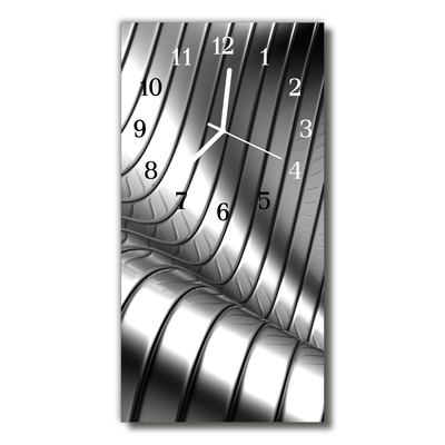 Ceas de perete din sticla vertical Wave argintiu metalic metalic