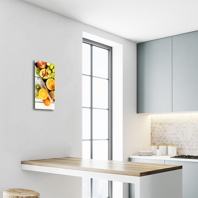 Ceas de perete din sticla vertical Bucătărie struguri de fructe colorate
