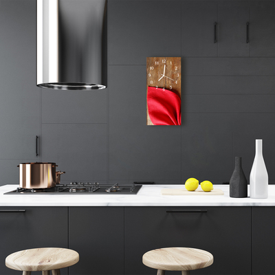 Ceas de perete din sticla vertical Servetel colorate bucătărie din lemn
