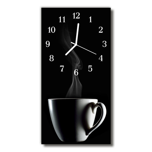 Ceas de perete din sticla vertical Bucătărie ceașcă de cafea neagră