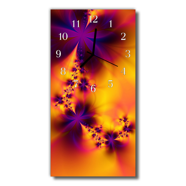 Ceas de perete din sticla vertical Flori de culoare abstractizare