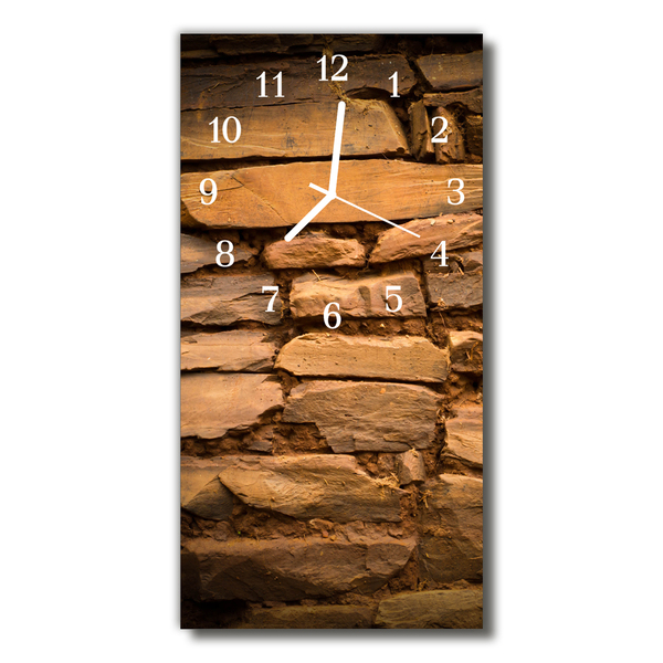 Ceas de perete din sticla vertical Zgura de perete de cărămidă brun