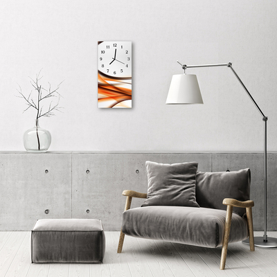 Ceas de perete din sticla vertical Arta abstracție portocaliu