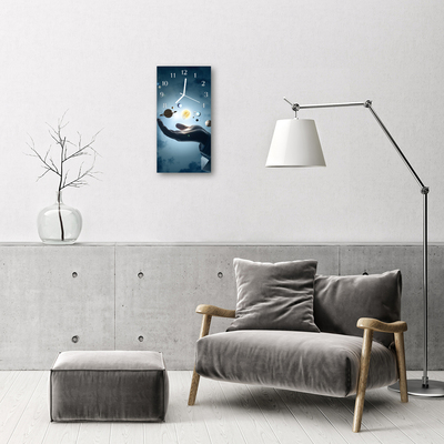 Ceas de perete din sticla vertical Planeta albastra sistem solar