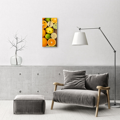 Ceas de perete din sticla vertical Fructe portocaliu bucătărie