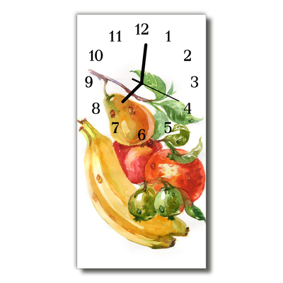 Ceas de perete din sticla vertical Acuarelă bucătărie de fructe banane
