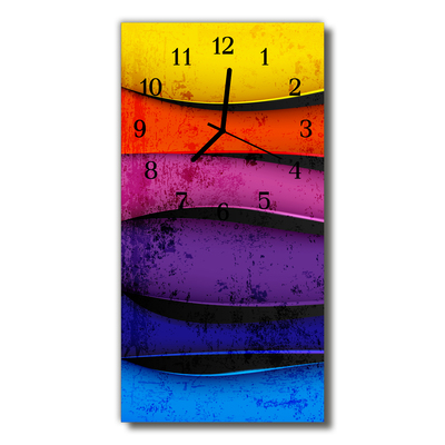 Ceas de perete din sticla vertical Arta colorat linii de culoare