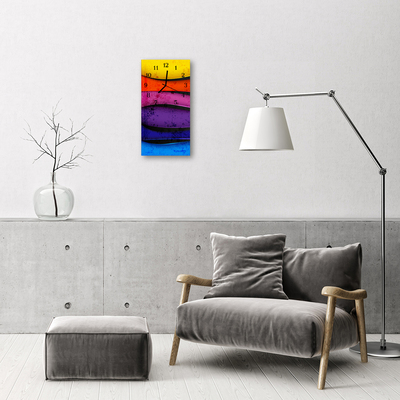 Ceas de perete din sticla vertical Arta colorat linii de culoare