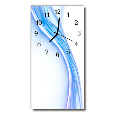 Ceas de perete din sticla vertical Arta linia curve de albastru