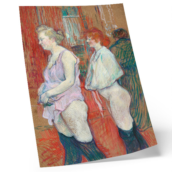Poster în culori saturate Rue des Moulins (1894) pictură de înaltă rezoluție de Henri de Toulouse-Lautrec
