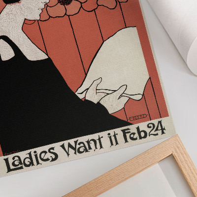 Grafică modernă pe pânză Femeie citind un ziar în stil Art Nouveau de Ethel Reed