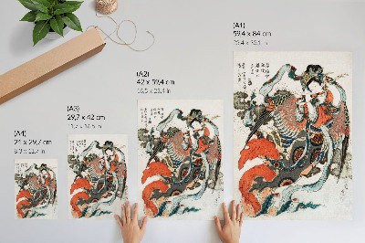 Poster rezistent pentru perete Hokusai japonez în stil vintage ukiyo-e