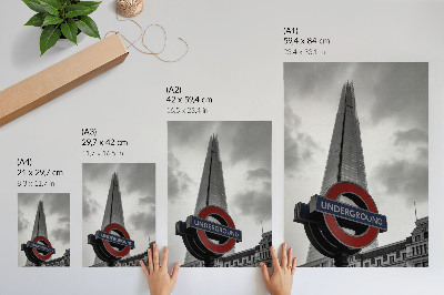 Poster rezistent pentru perete Compoziție minimalistă a semnului de metrou zgârie-nori modern