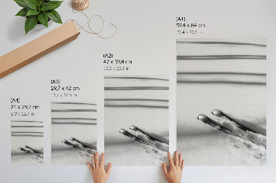 Poster în culori saturate Minimalism alb gri schiuri umbre pace