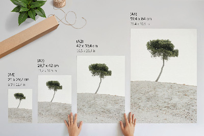 Grafică modernă pe pânză Copac singuratic pe un fundal deschis, minimalism