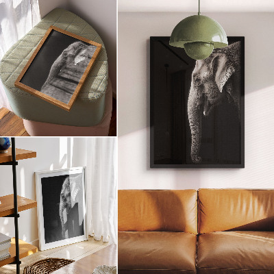 Grafică modernă pe pânză Portret monocrom al unui elefant în profil