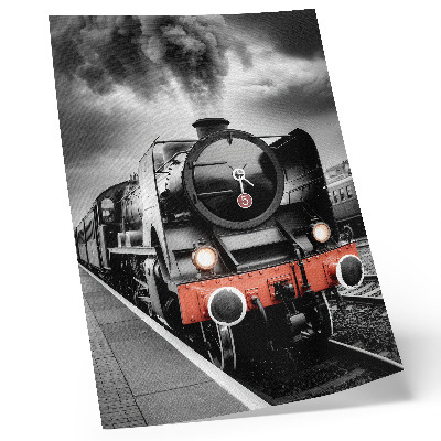 Poster rezistent pentru perete O locomotivă cu aburi puternică și clasică, alb-negru