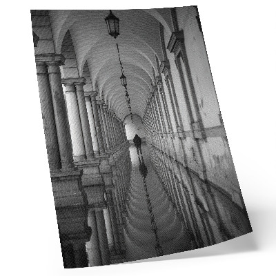 Grafică modernă pe pânză Perspectiva arhitecturii simetrice monocromatice