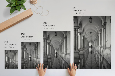 Grafică modernă pe pânză Perspectiva arhitecturii simetrice monocromatice
