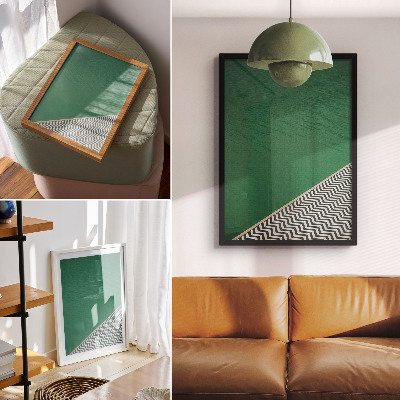 Poster rezistent pentru perete Verde cu un model geometric alb-negru