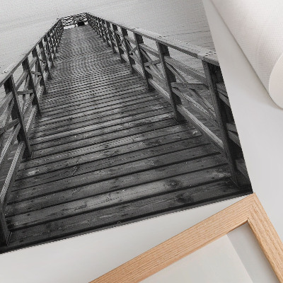 Poster rezistent pentru perete Peisaj minimalist cu apă calmă pe dig alb-negru