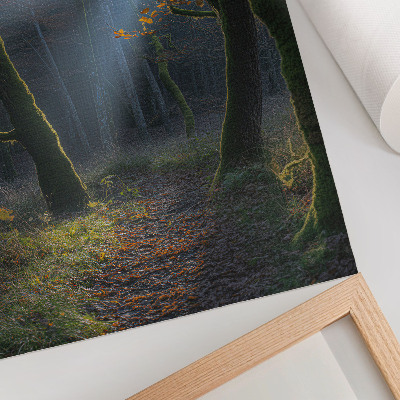 Grafică modernă pe pânză Pădure magică, lumină de toamnă, atmosferă liniștită