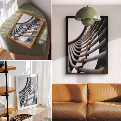 Poster în culori saturate Curbe de țeavă pentru designul spațiului structurii metalice