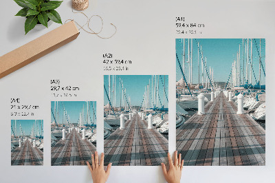 Poster rezistent pentru perete Marina iahturi debarcader cer albastru simetrie