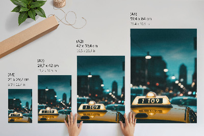 Poster rezistent pentru perete Taxi oraș noapte lumini estompate dinamice