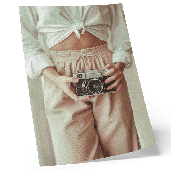 Grafică modernă pe pânză Persoană retro cameră strălucitoare material elegant