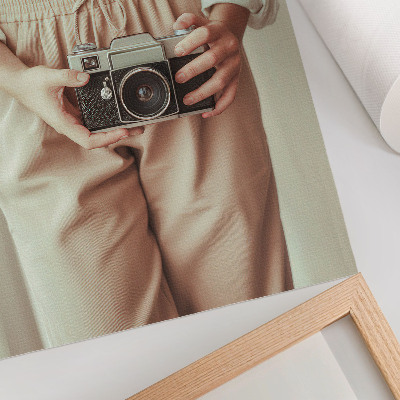 Grafică modernă pe pânză Persoană retro cameră strălucitoare material elegant